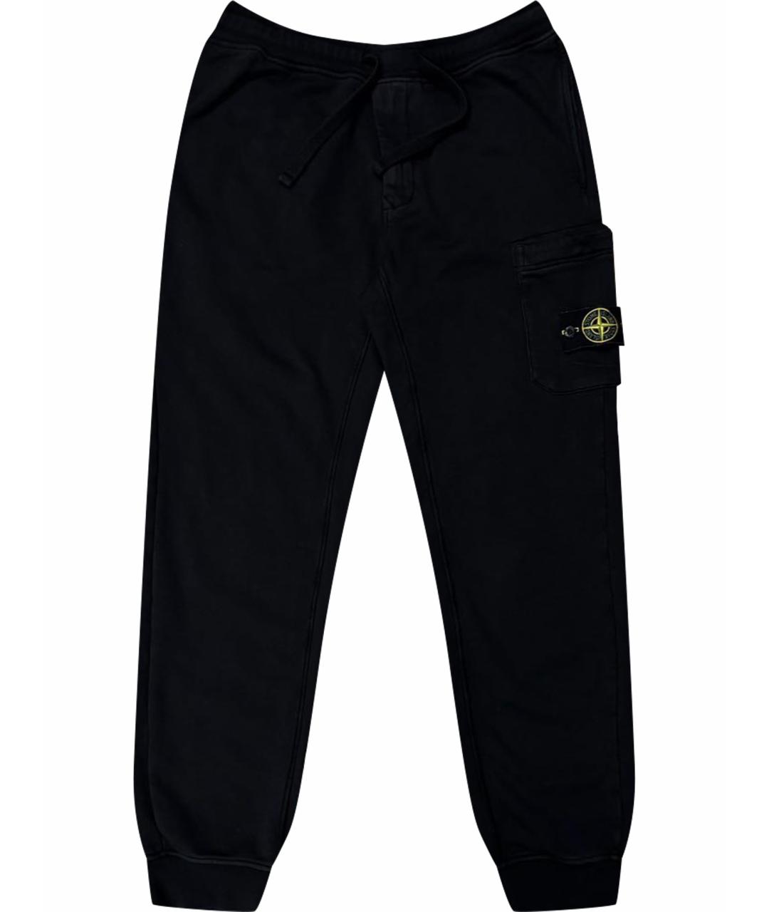 STONE ISLAND Черные хлопковые повседневные брюки, фото 1