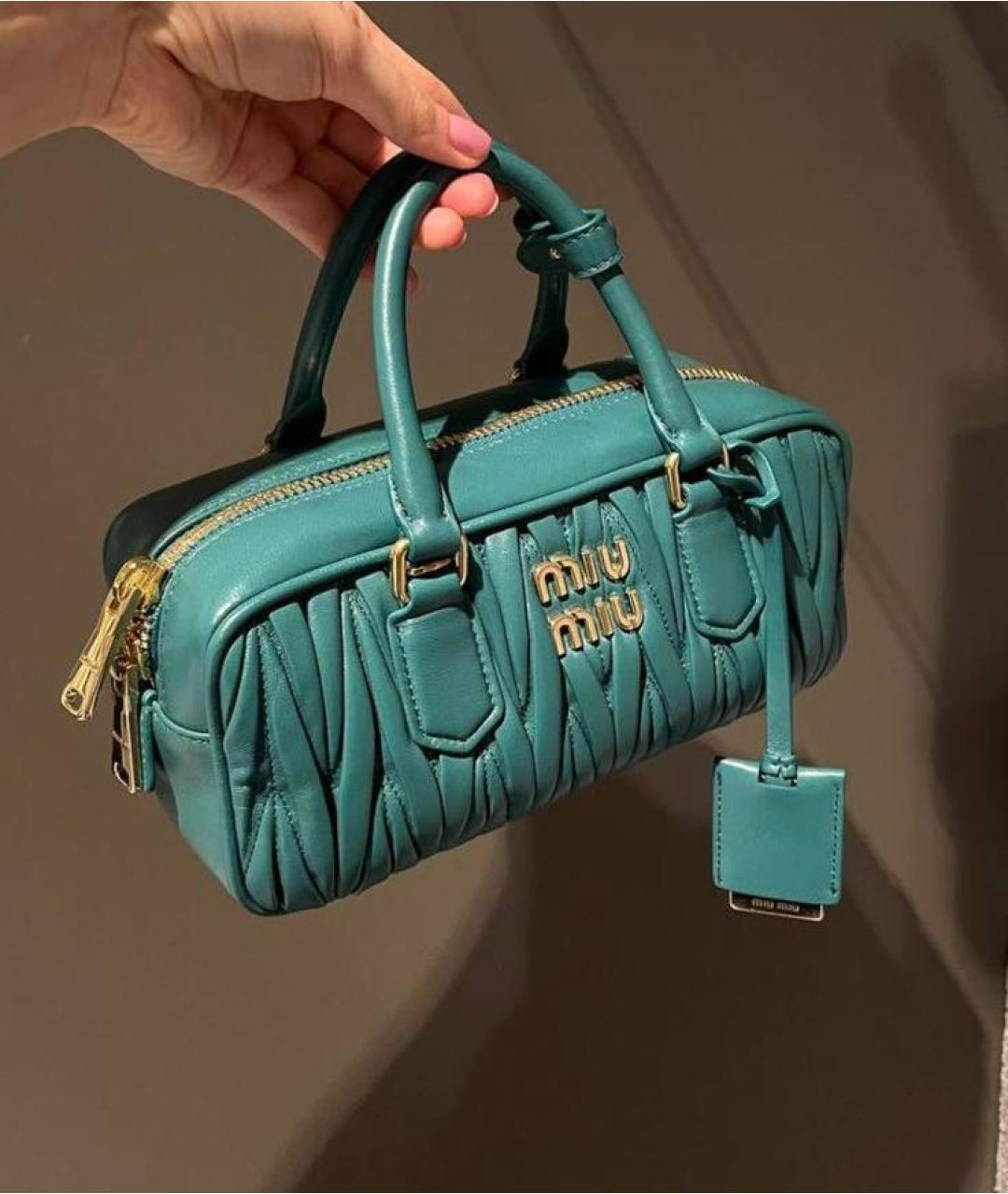 MIU MIU Зеленая кожаная сумка через плечо, фото 3