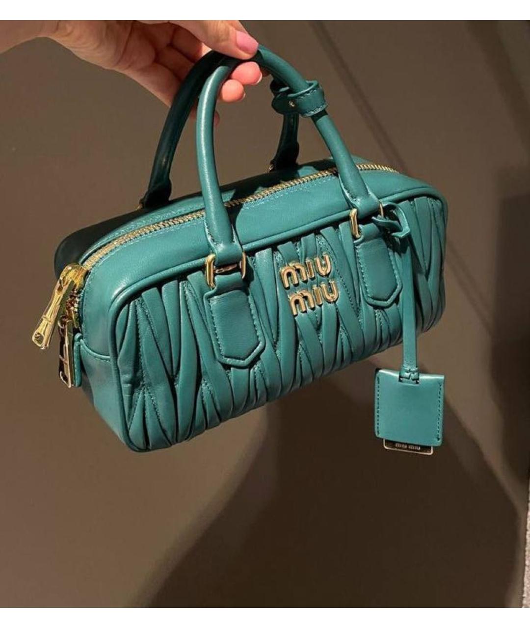 MIU MIU Зеленая кожаная сумка через плечо, фото 2