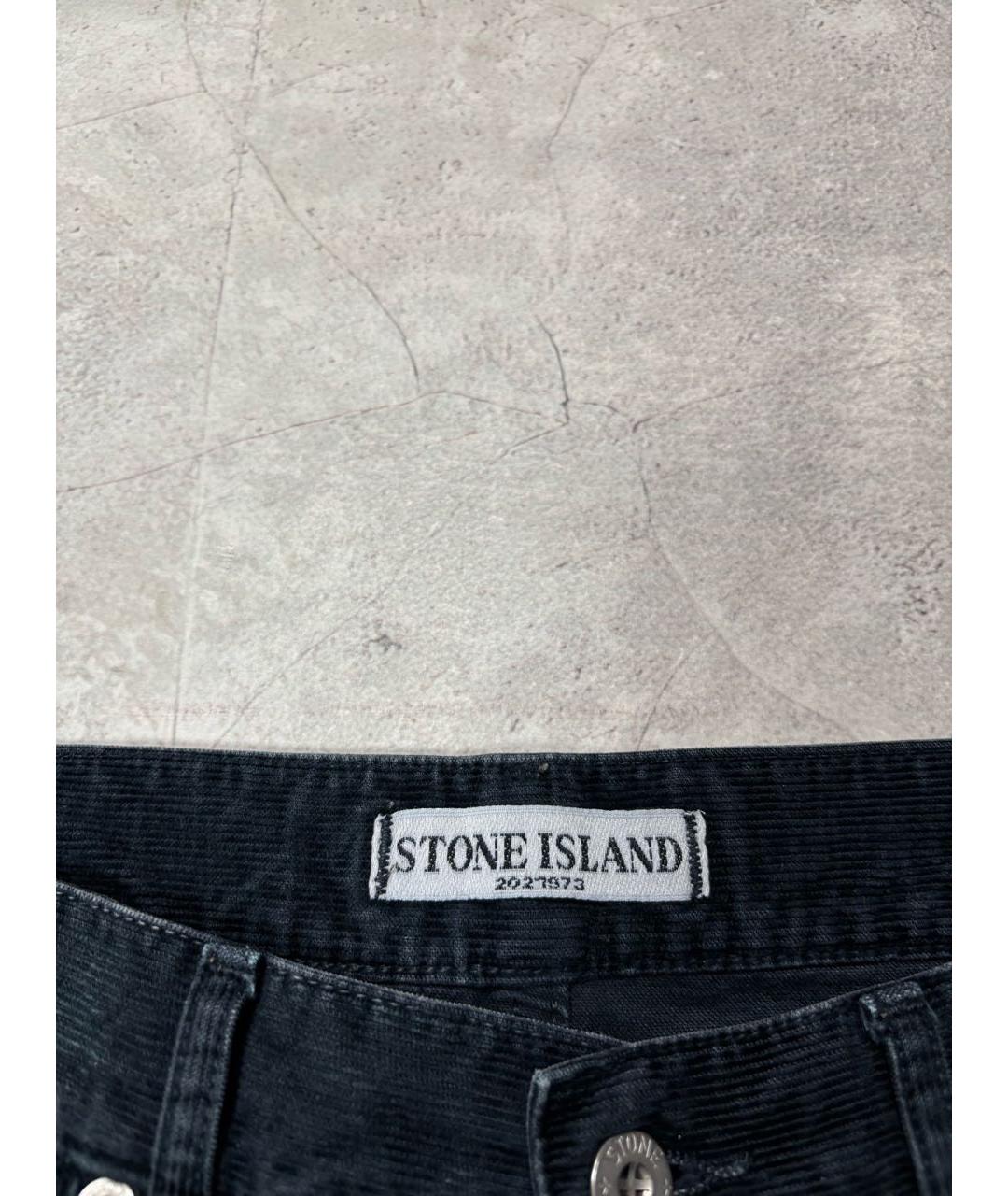 STONE ISLAND Темно-синие хлопковые прямые джинсы, фото 3