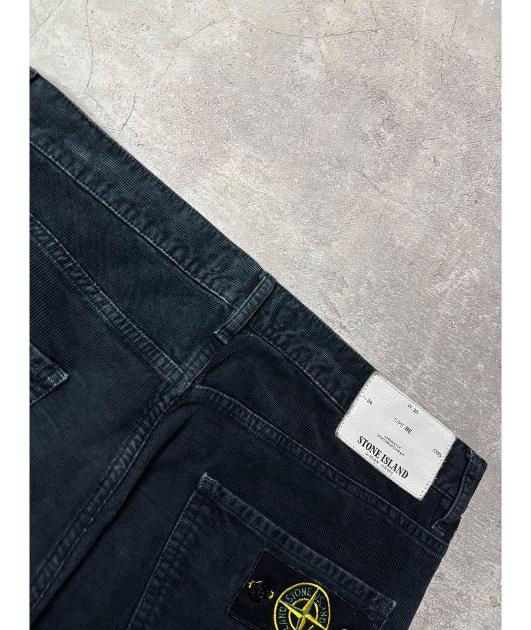 STONE ISLAND Темно-синие хлопковые прямые джинсы, фото 6