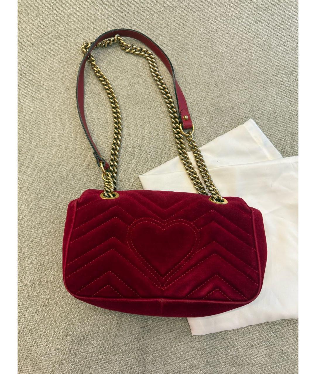 GUCCI Бордовая бархатная сумка через плечо, фото 3