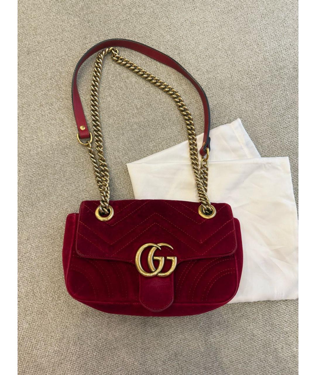 GUCCI Бордовая бархатная сумка через плечо, фото 5