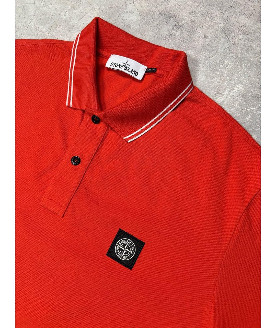 STONE ISLAND Красное хлопковое поло с коротким рукавом, фото 3