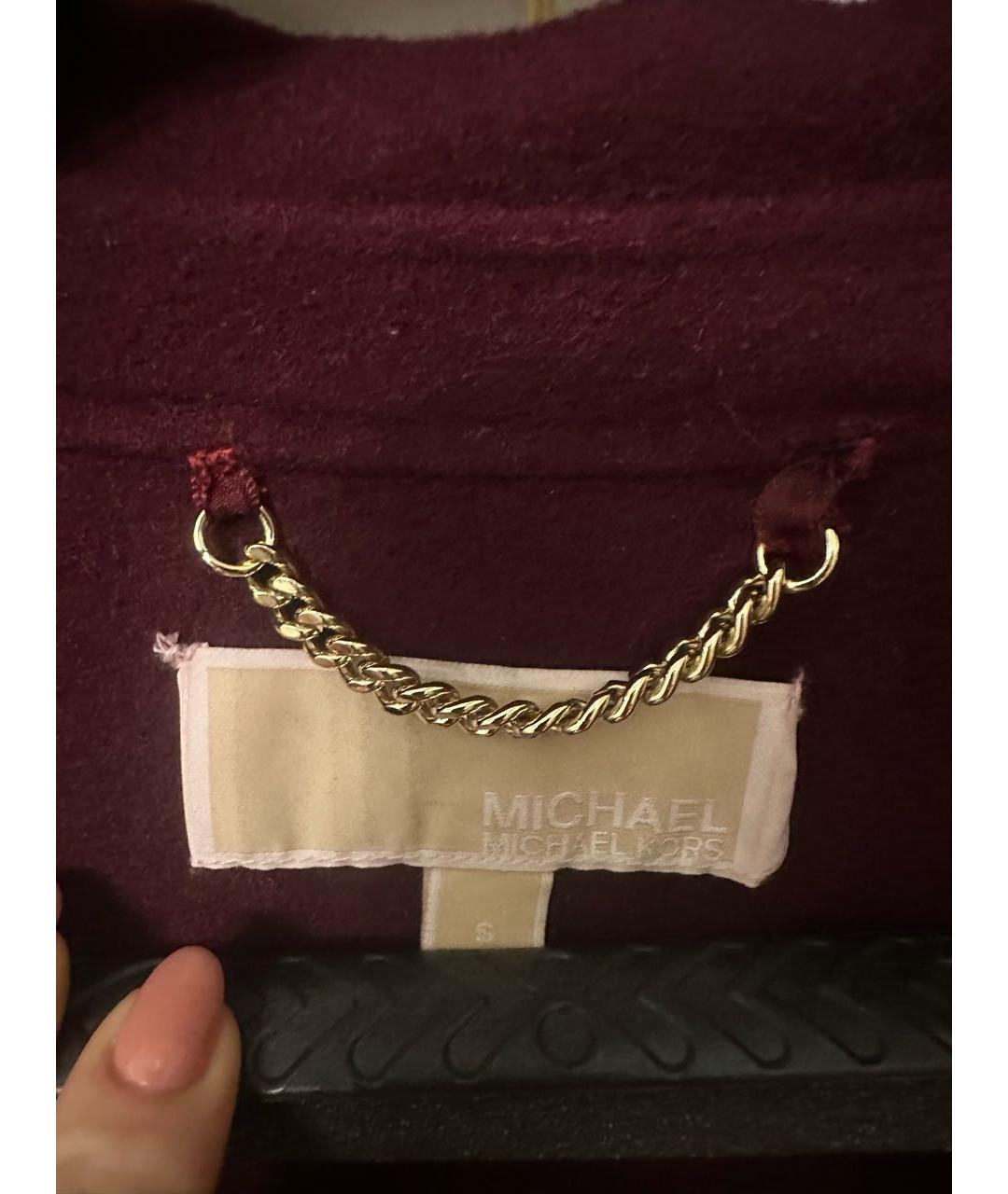 MICHAEL KORS Бордовое шерстяное пальто, фото 3