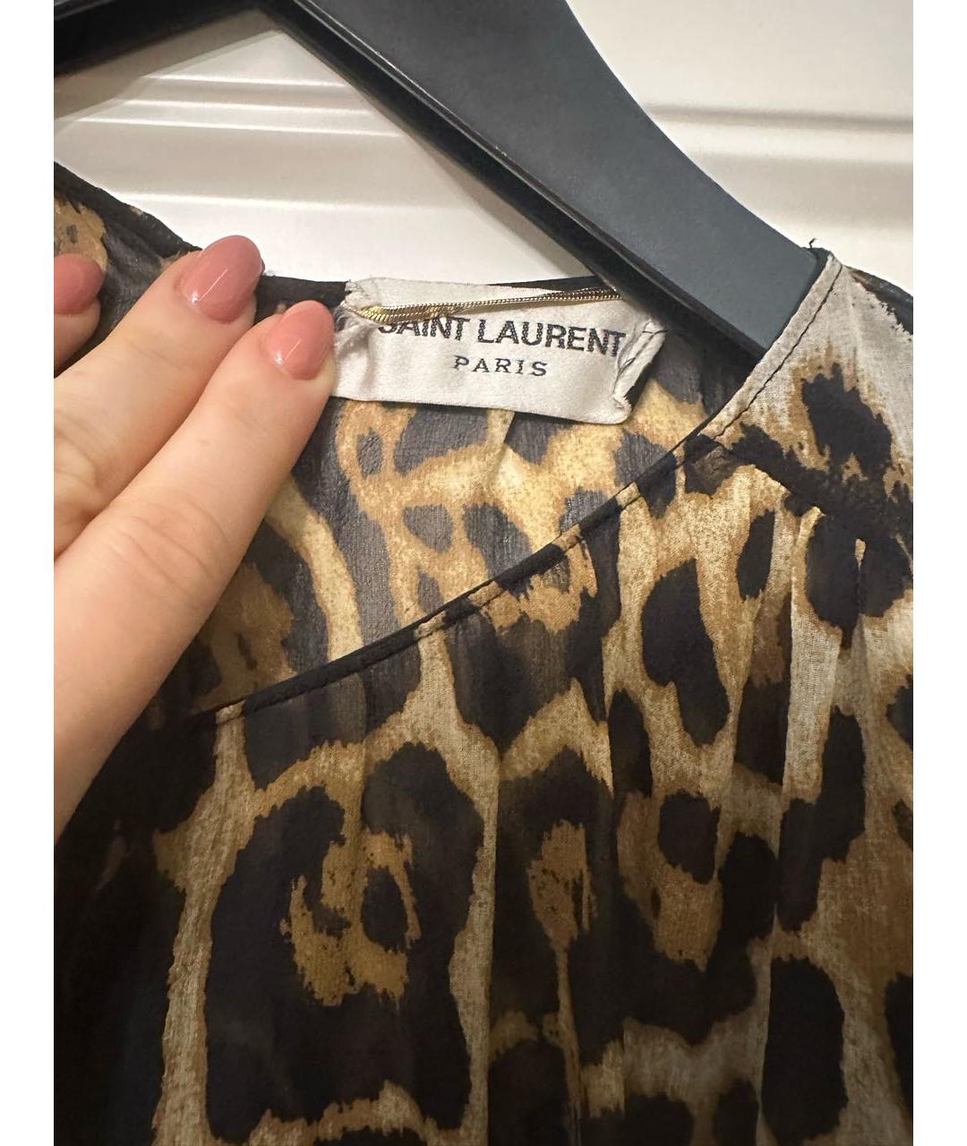 SAINT LAURENT Черное шелковое повседневное платье, фото 3