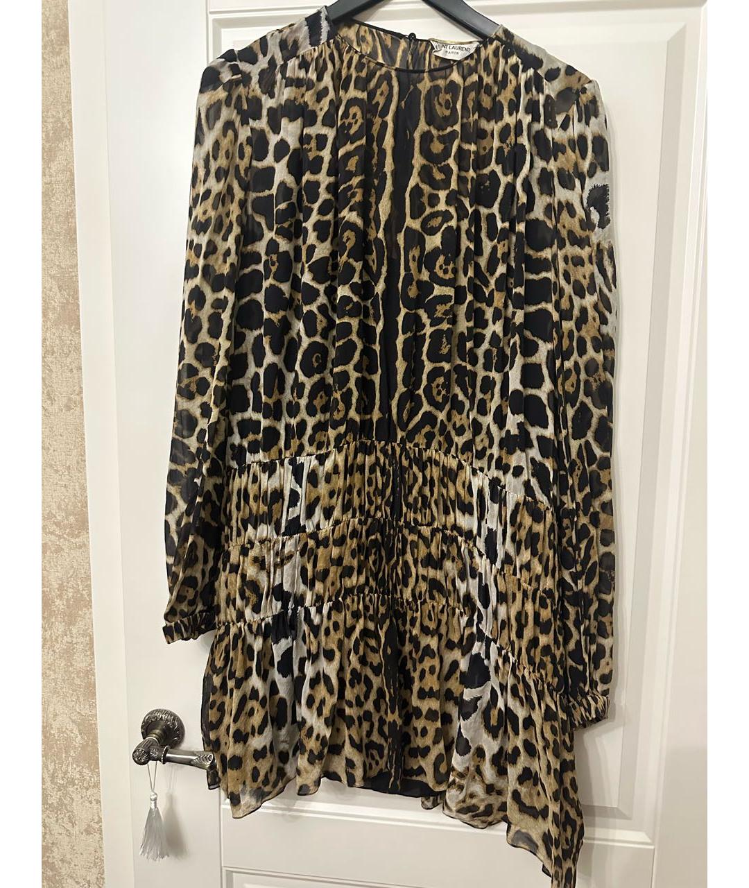 SAINT LAURENT Черное шелковое повседневное платье, фото 8