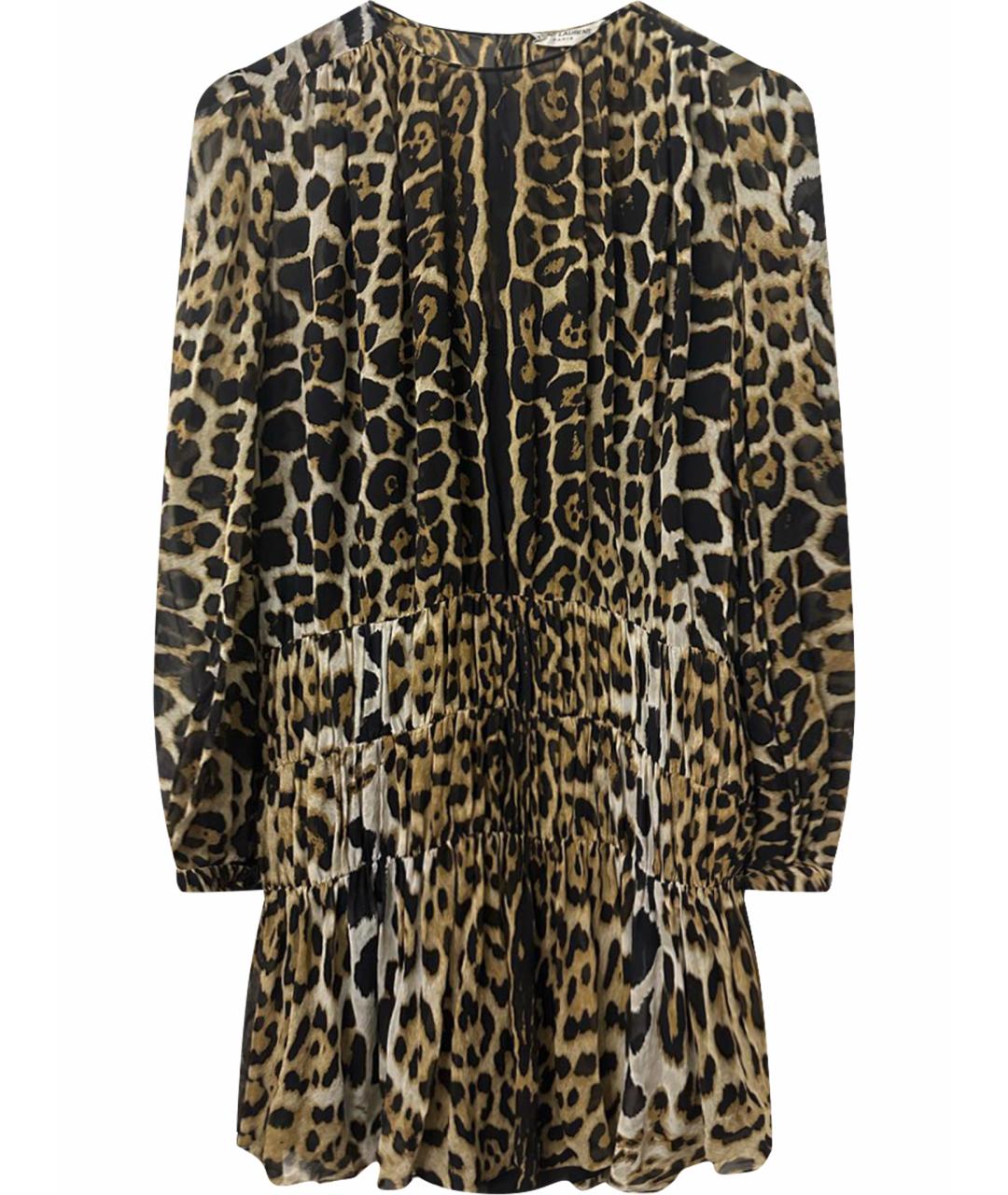 SAINT LAURENT Черное шелковое повседневное платье, фото 1