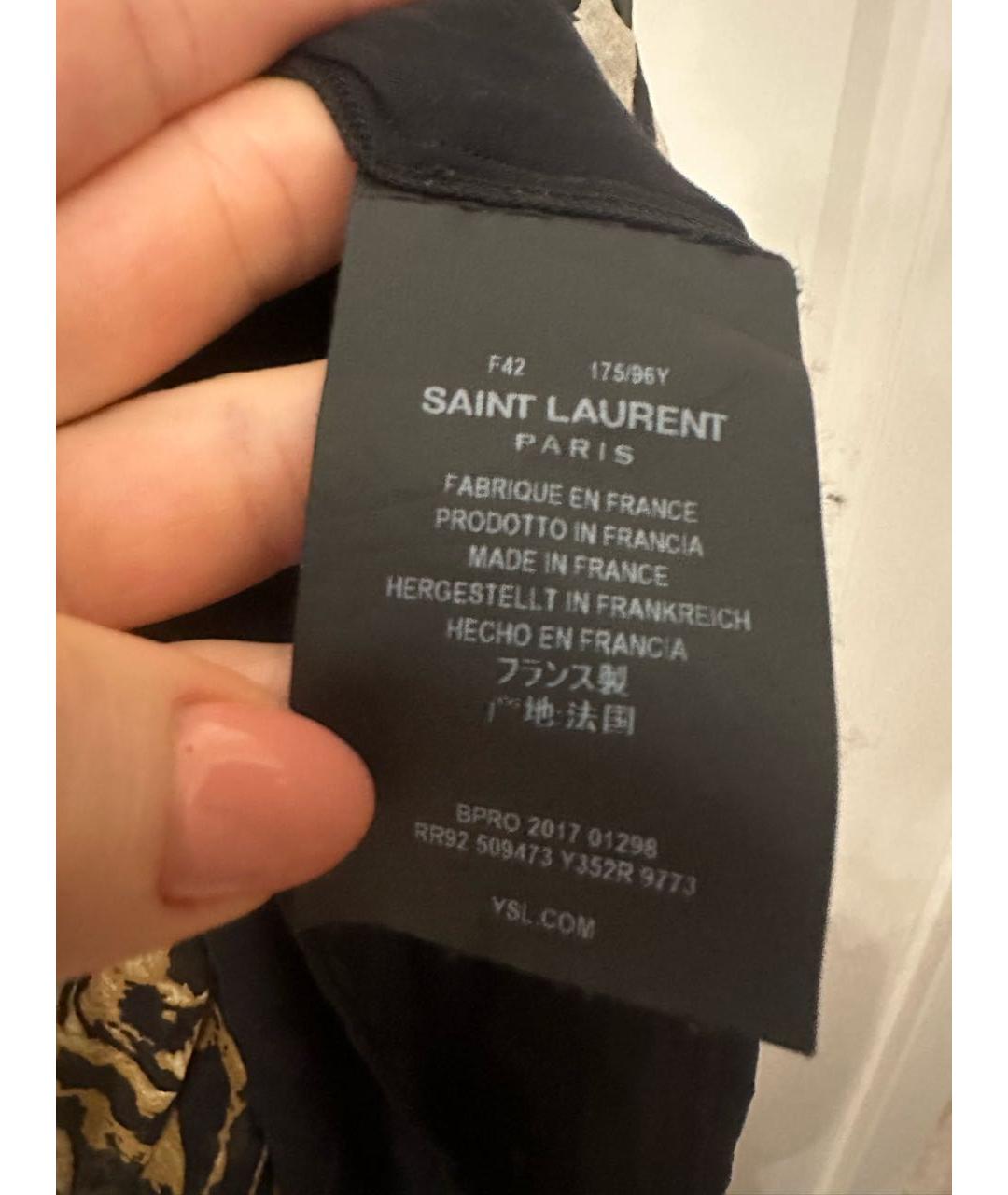 SAINT LAURENT Черное шелковое повседневное платье, фото 6
