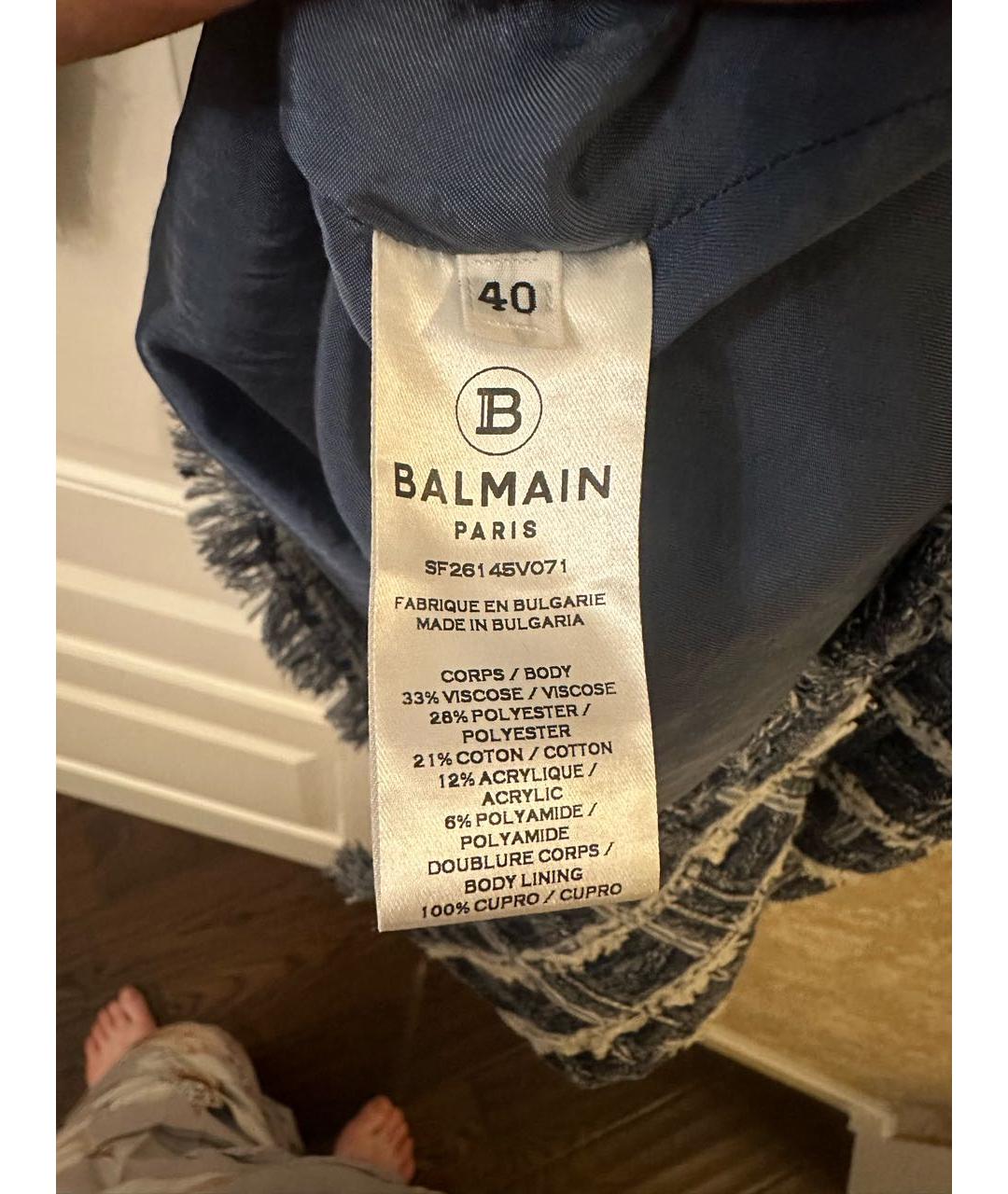 BALMAIN Голубое хлопковое повседневное платье, фото 5