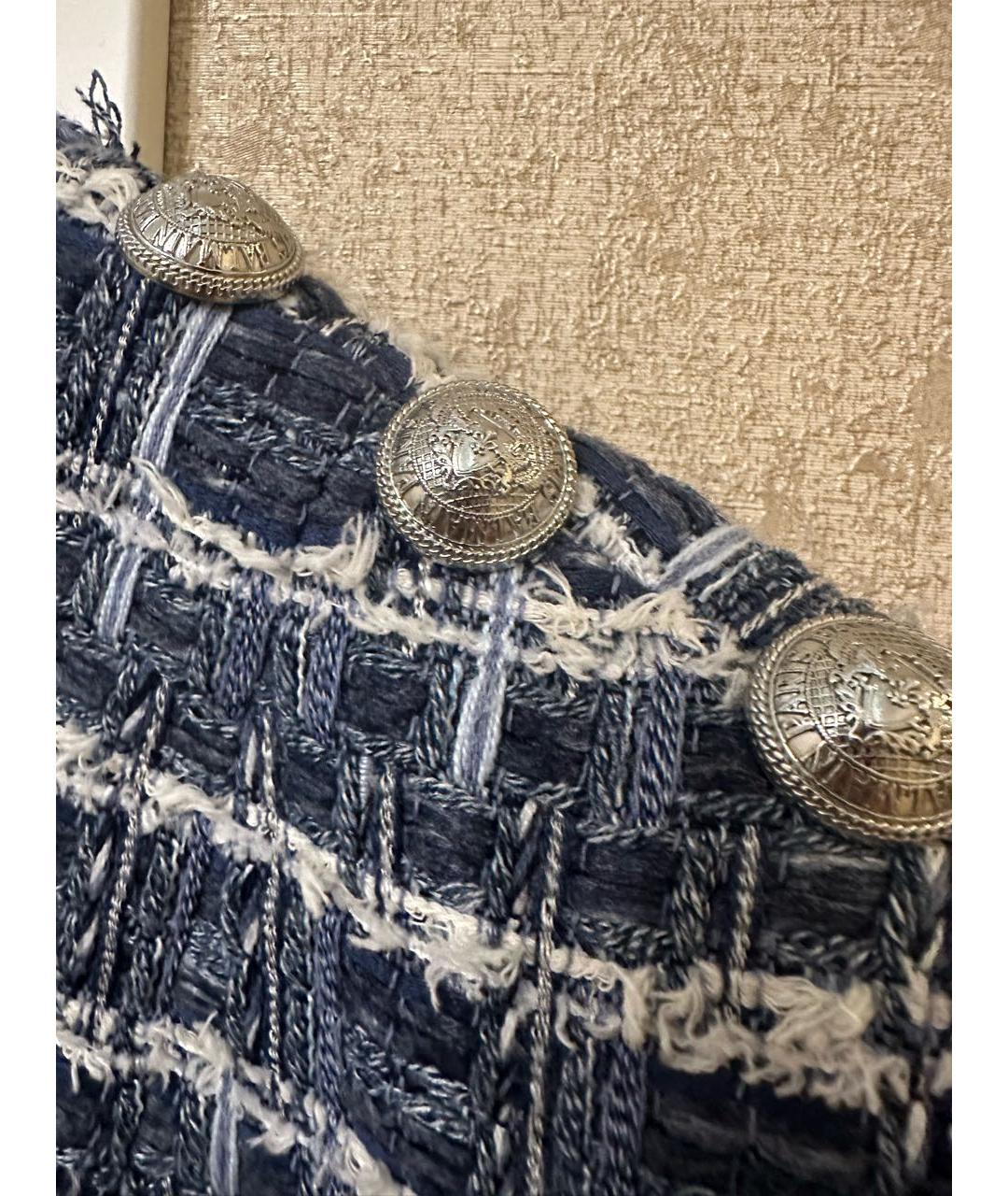 BALMAIN Голубое хлопковое повседневное платье, фото 4