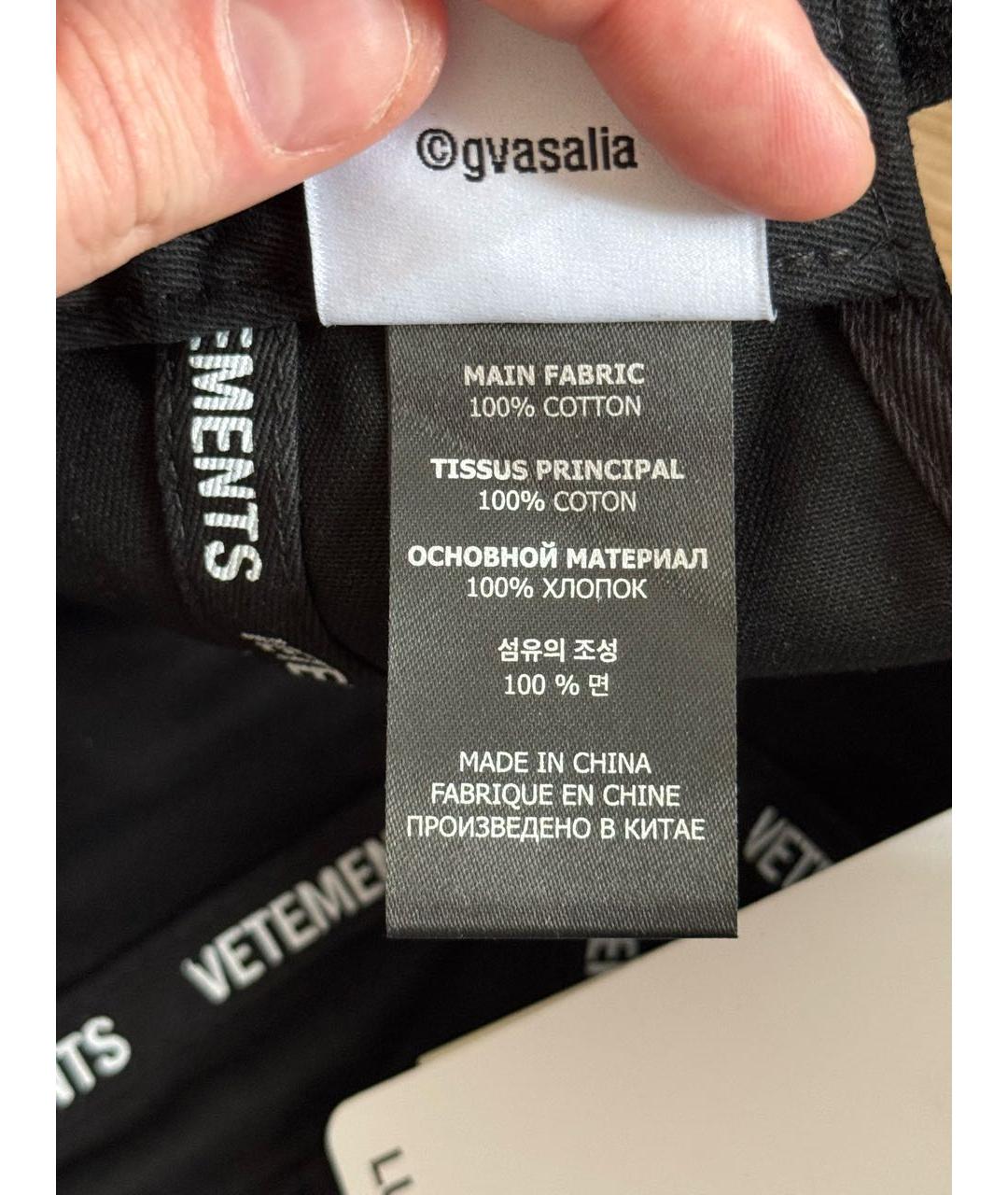 VETEMENTS Черная хлопковая кепка/бейсболка, фото 5