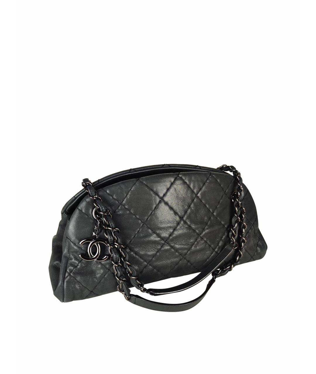 CHANEL Антрацитовая кожаная сумка через плечо, фото 1