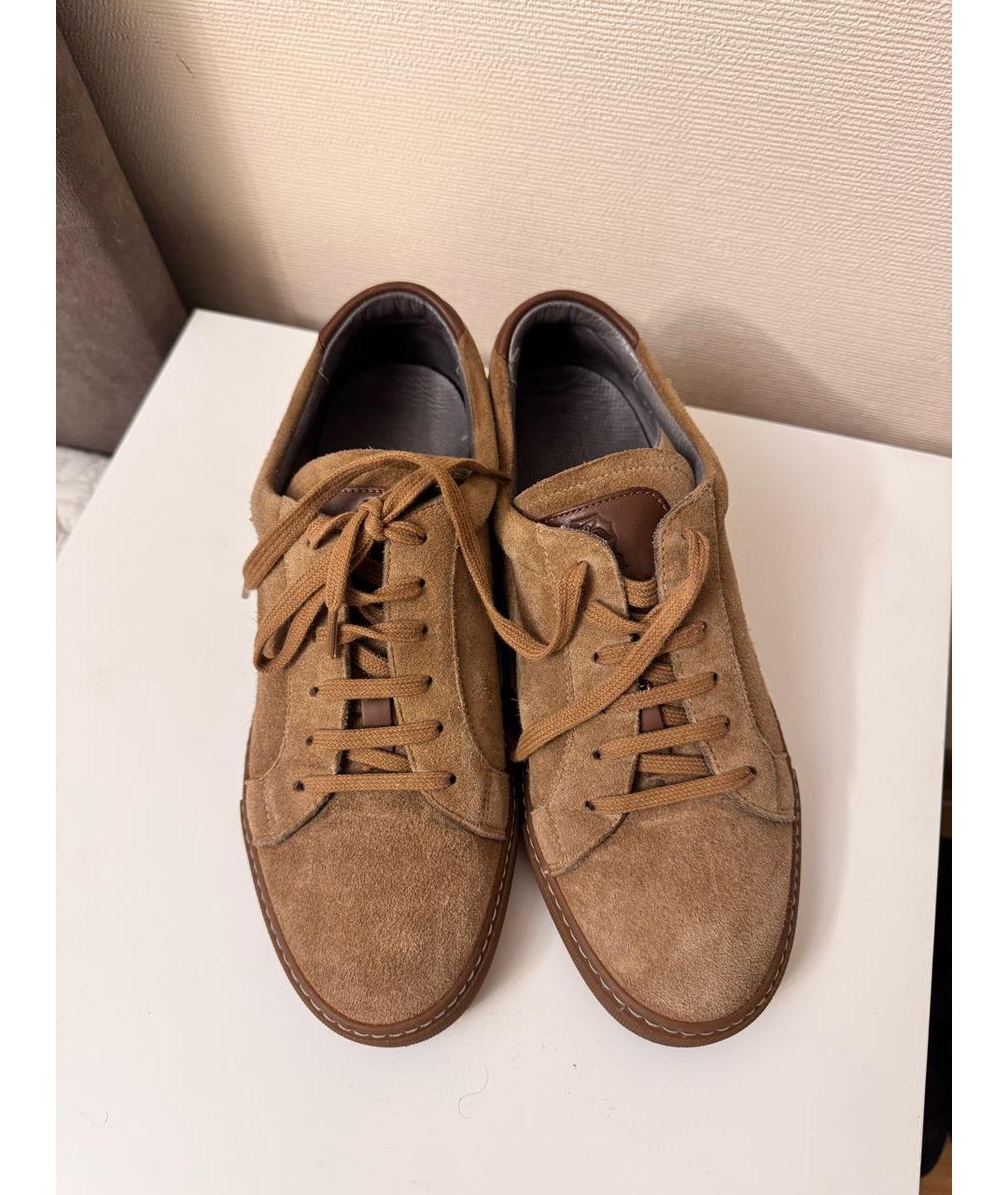 BRUNELLO CUCINELLI Коричневые замшевые низкие кроссовки / кеды, фото 3