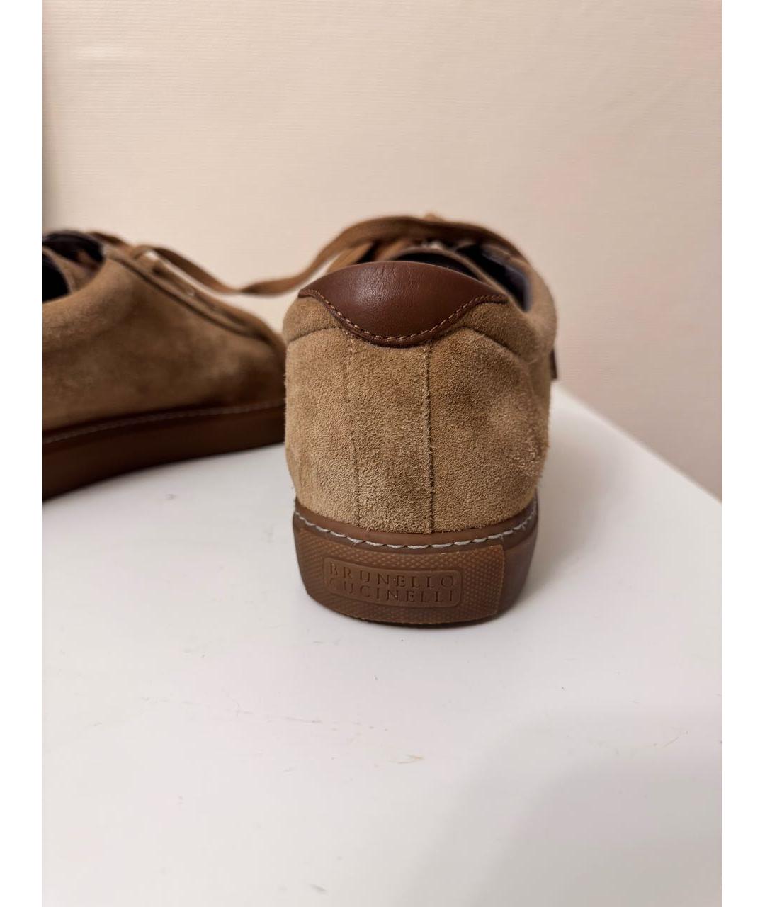 BRUNELLO CUCINELLI Коричневые замшевые низкие кроссовки / кеды, фото 4