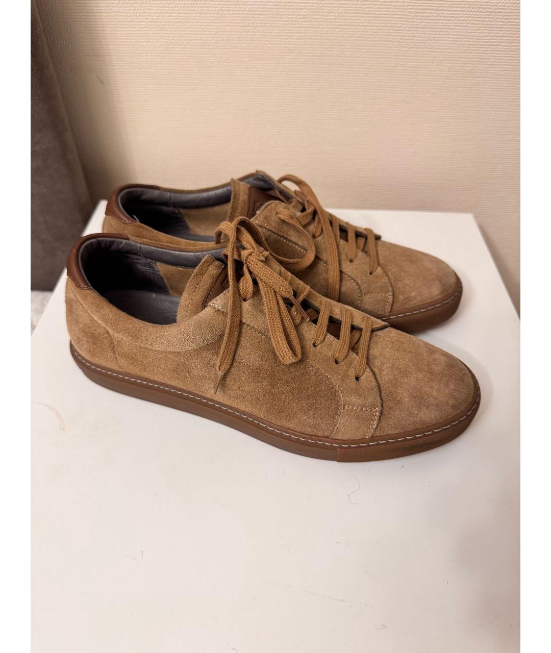 BRUNELLO CUCINELLI Коричневые замшевые низкие кроссовки / кеды, фото 2