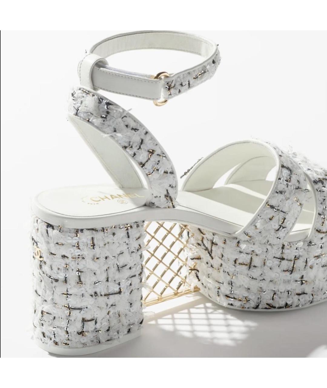 CHANEL Белые текстильные босоножки, фото 3