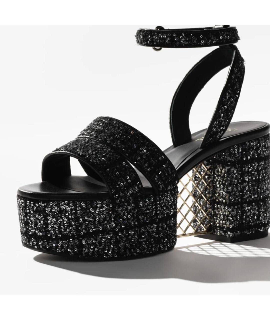 CHANEL Черные босоножки, фото 4