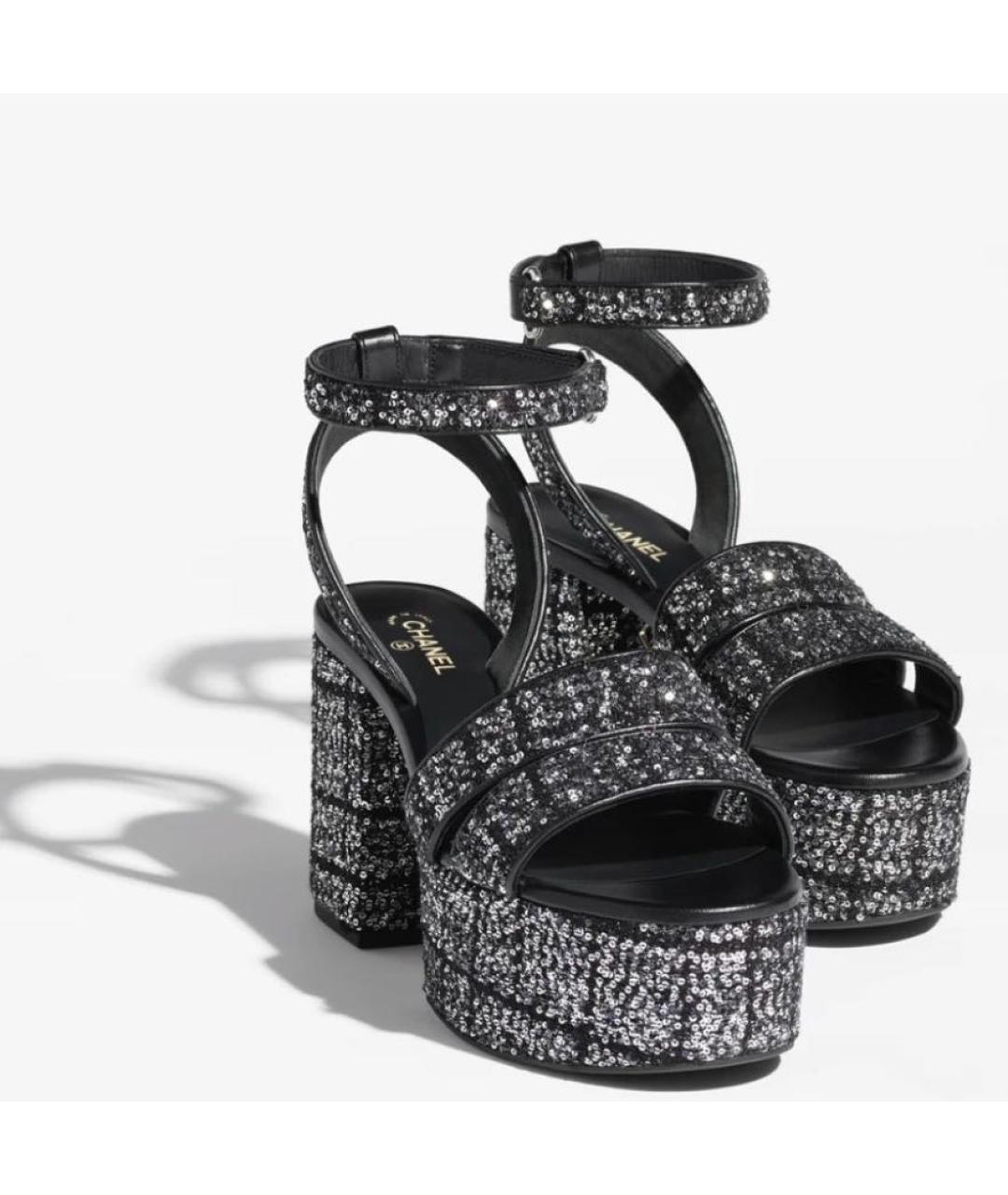 CHANEL Черные босоножки, фото 2