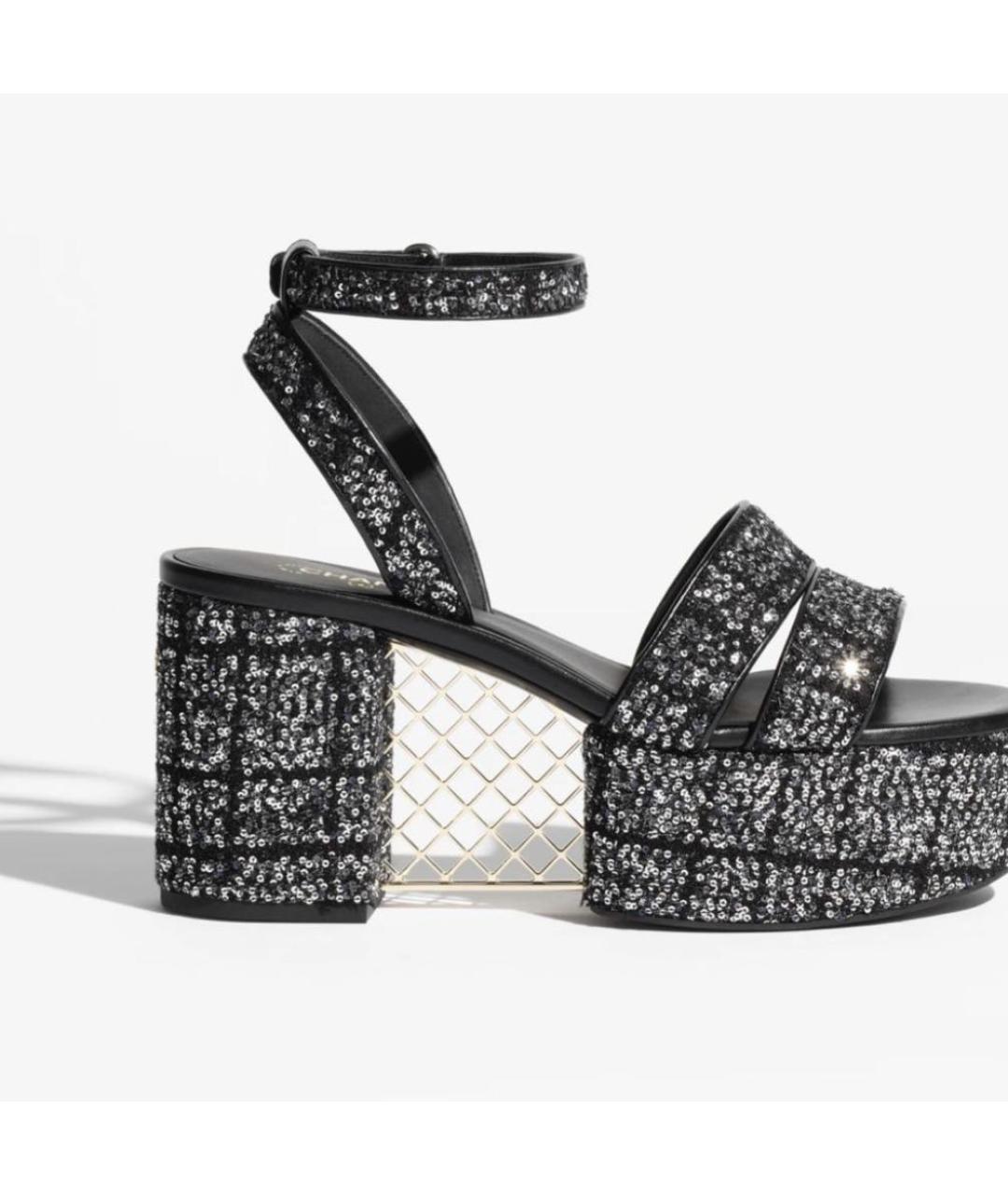 CHANEL Черные босоножки, фото 5