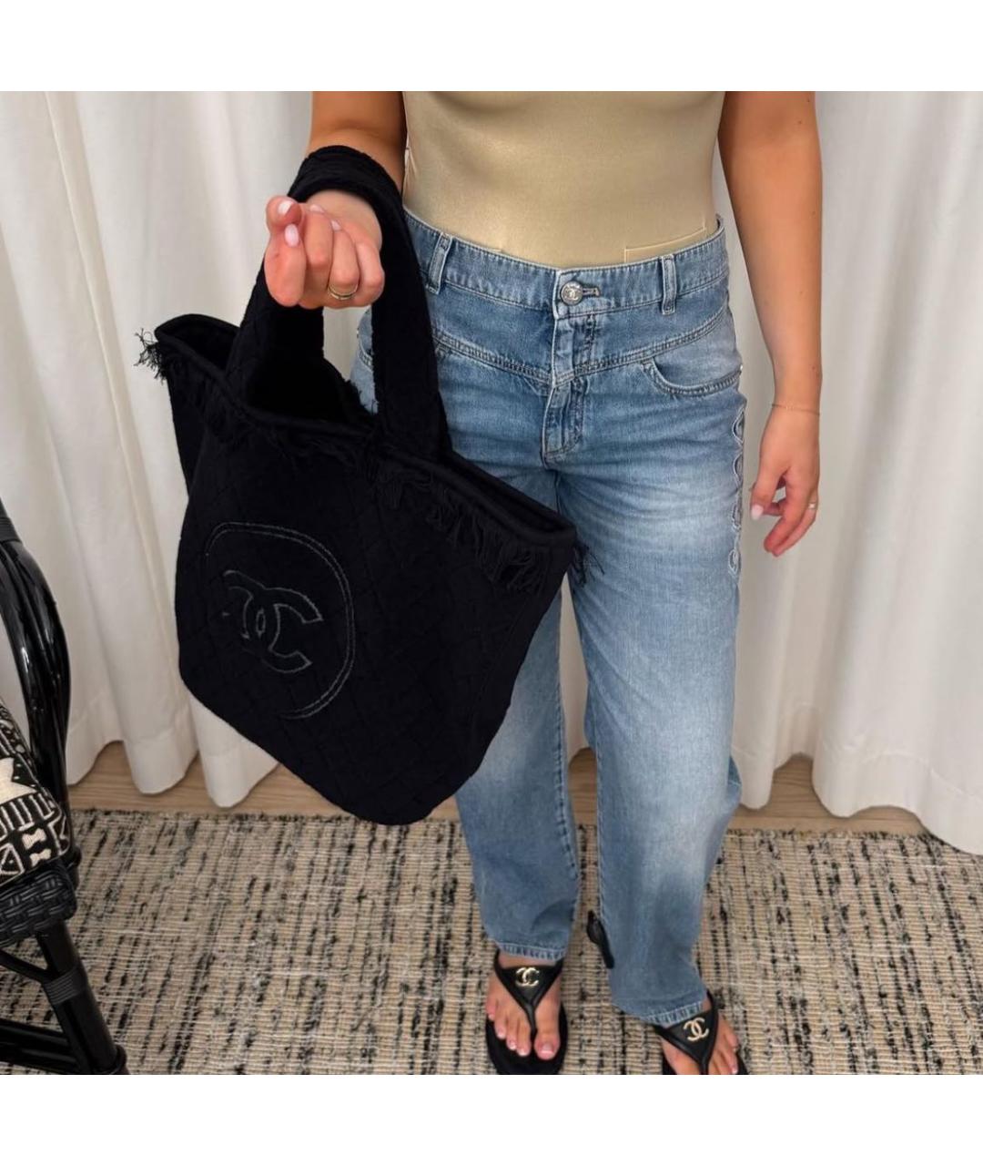 CHANEL Черная пляжная сумка, фото 7