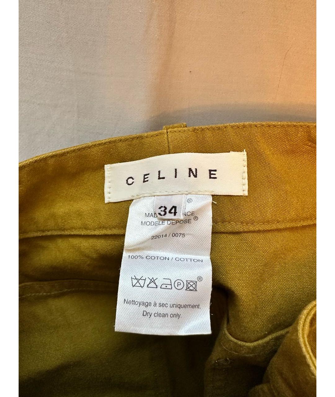CELINE Хаки хлопковая юбка миди, фото 3