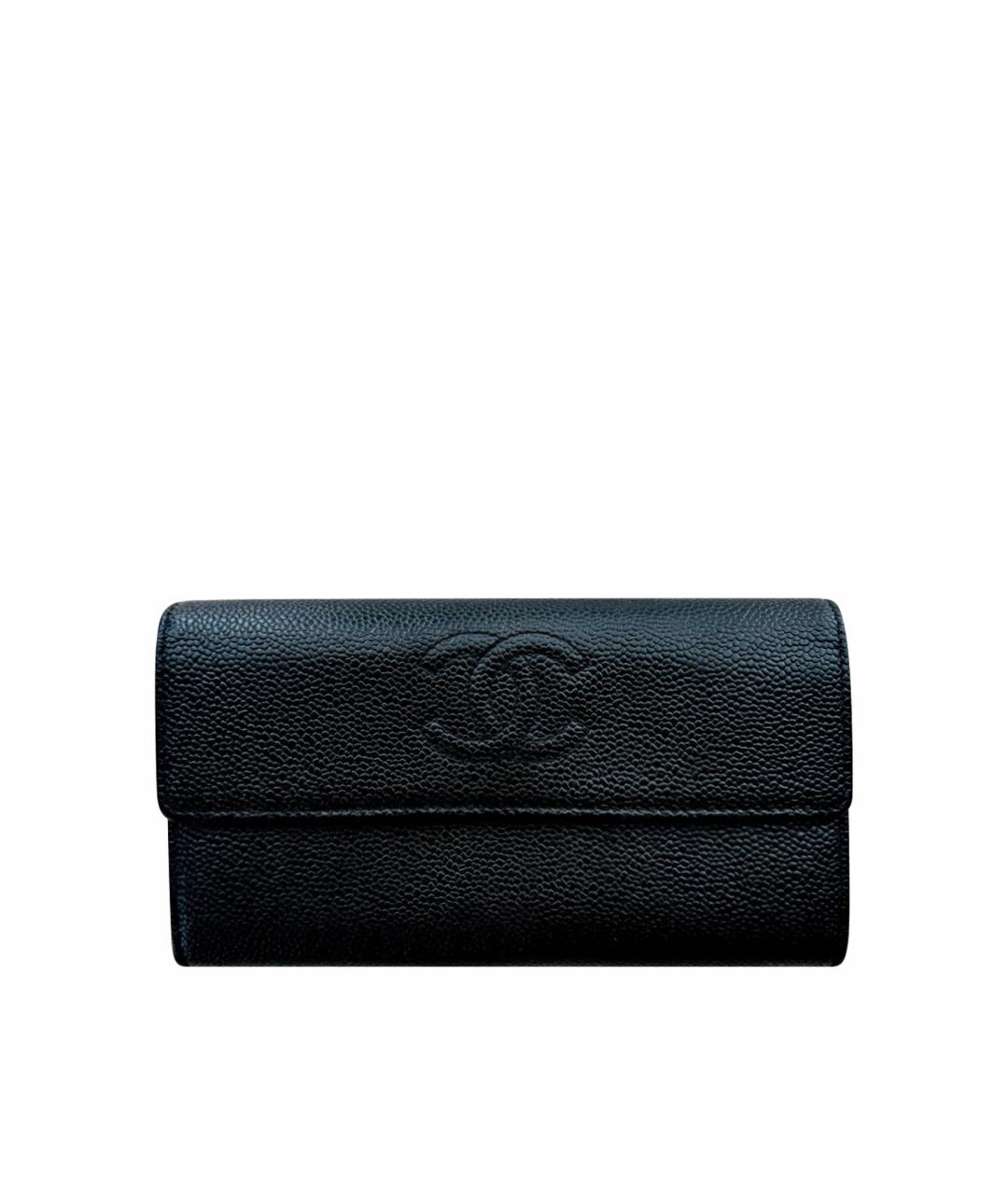 CHANEL Черный кожаный кошелек, фото 1