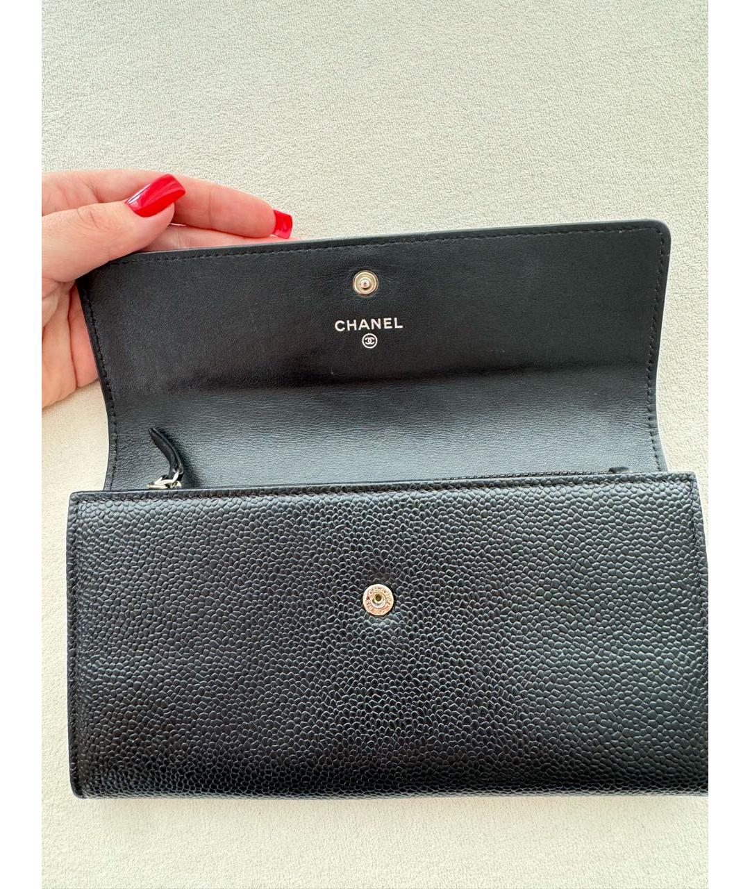 CHANEL Черный кожаный кошелек, фото 6