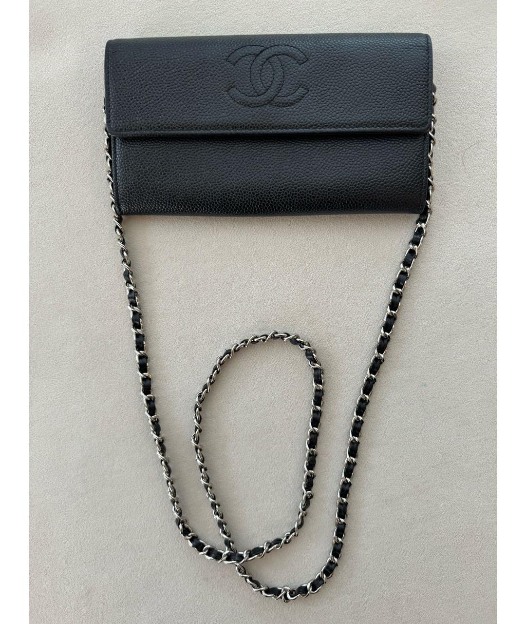 CHANEL Черный кожаный кошелек, фото 3