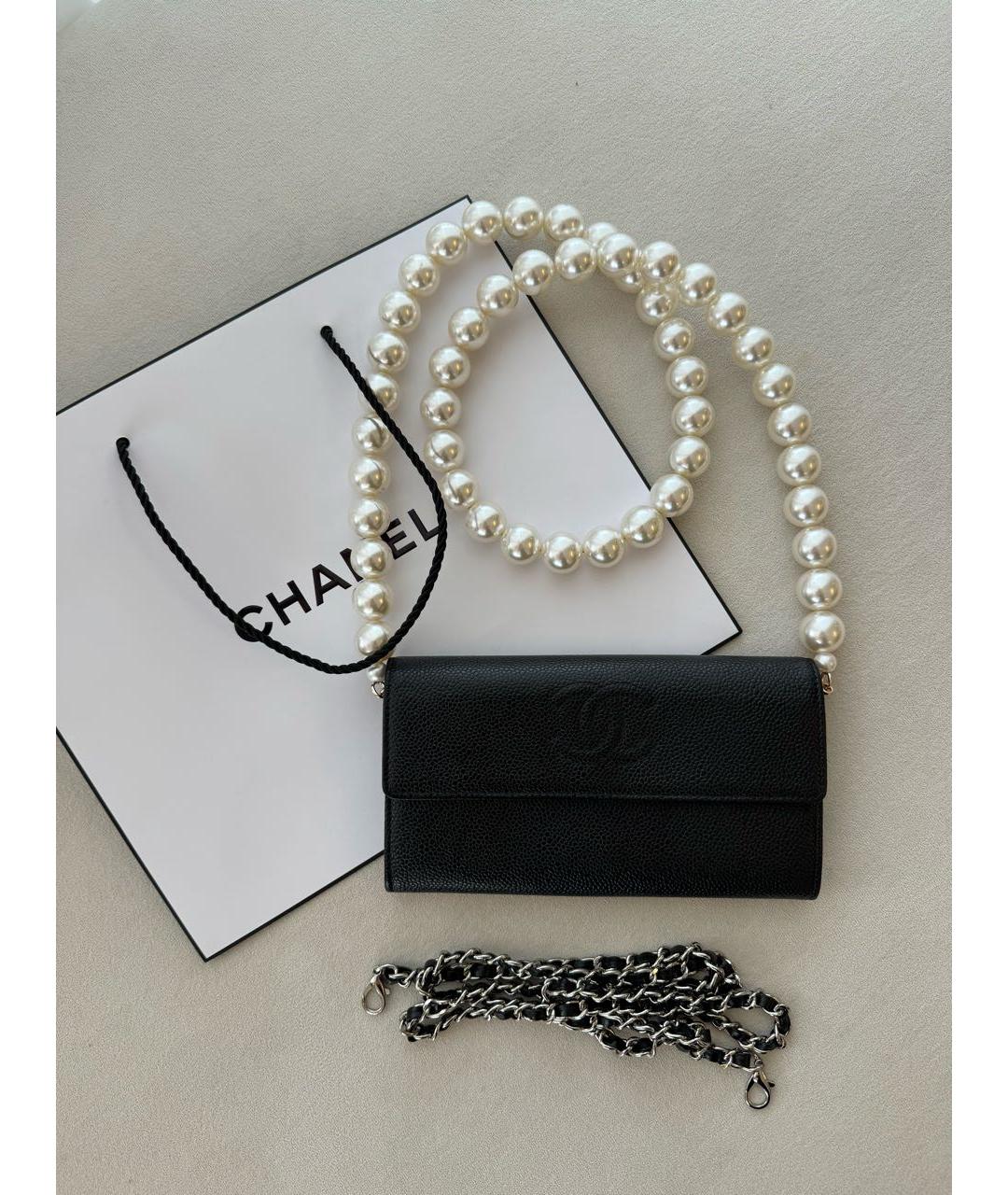 CHANEL Черный кожаный кошелек, фото 2