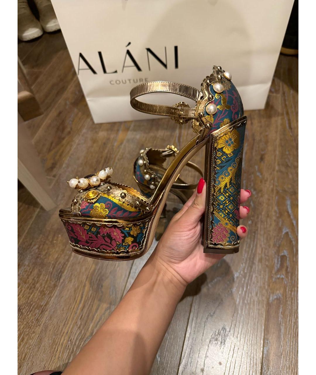 DOLCE&GABBANA Золотые босоножки, фото 7