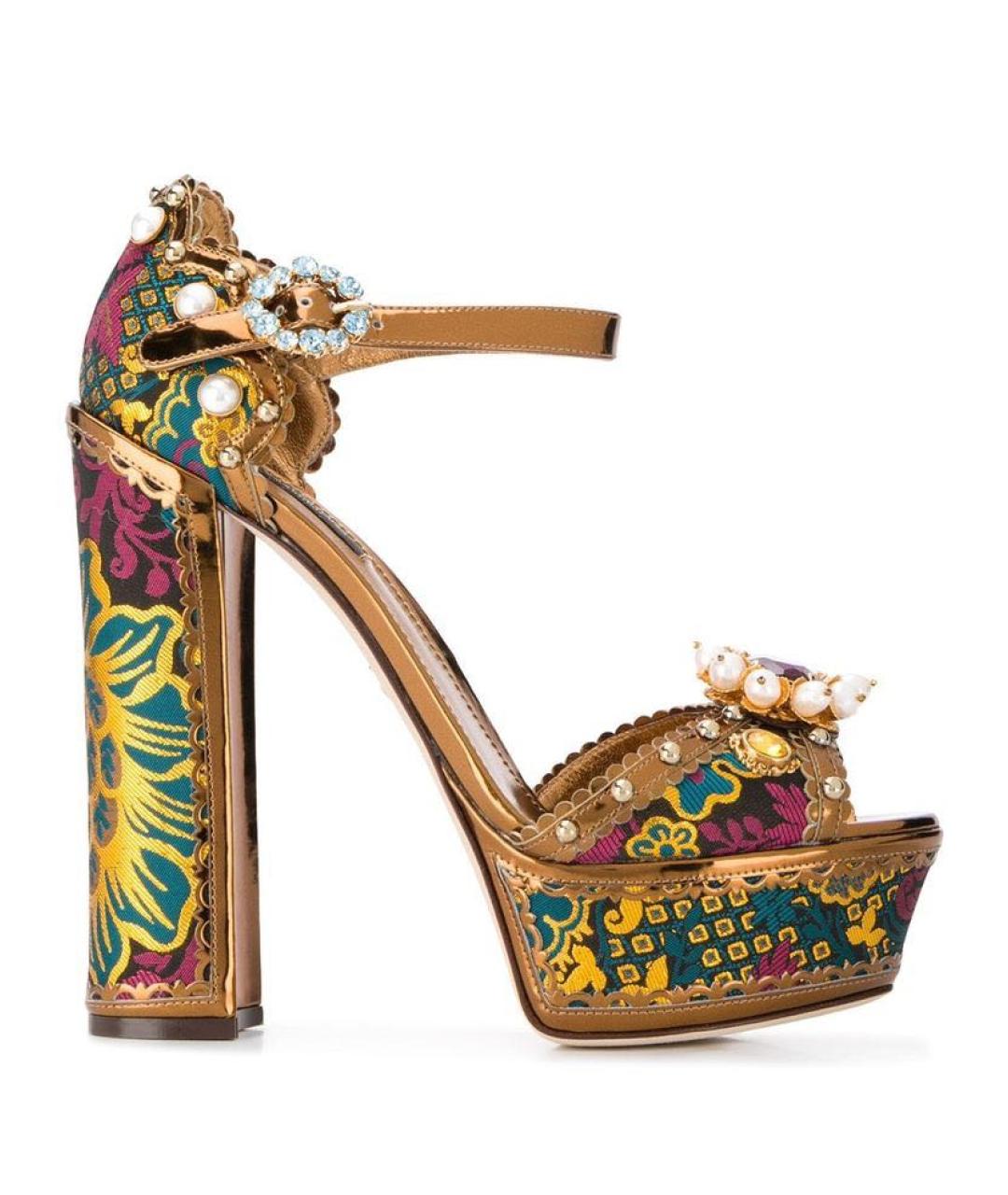 DOLCE&GABBANA Золотые босоножки, фото 9