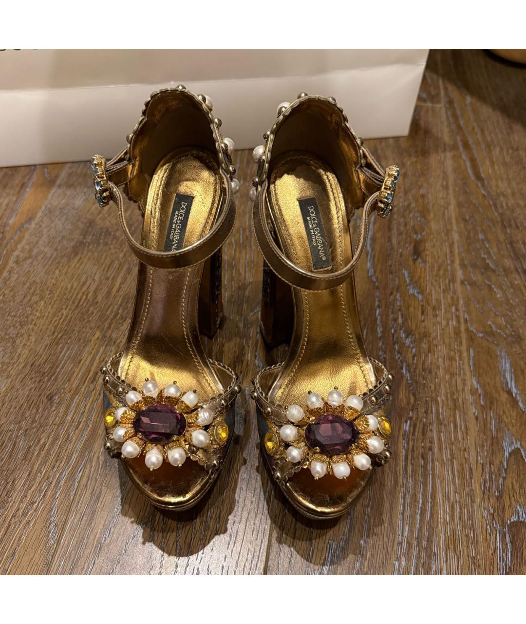 DOLCE&GABBANA Золотые босоножки, фото 2