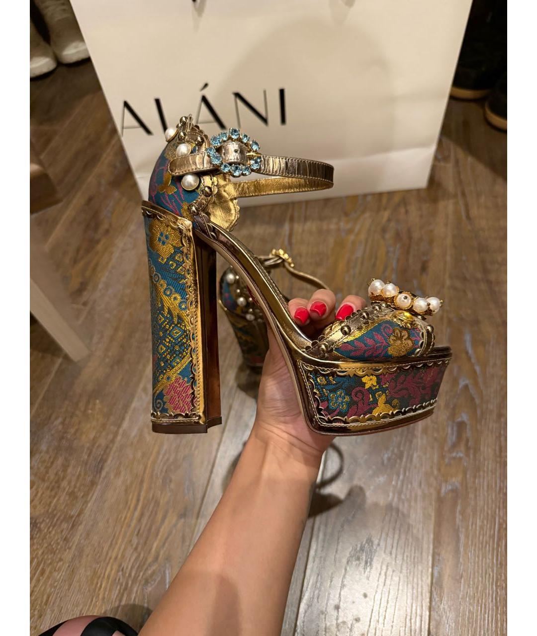 DOLCE&GABBANA Золотые босоножки, фото 6