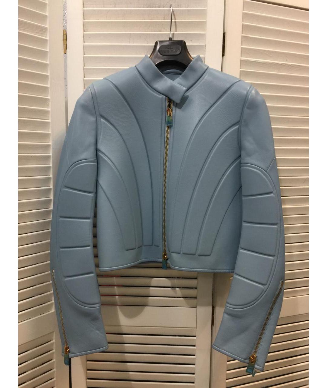 BOTTEGA VENETA Голубая кожаная куртка, фото 6