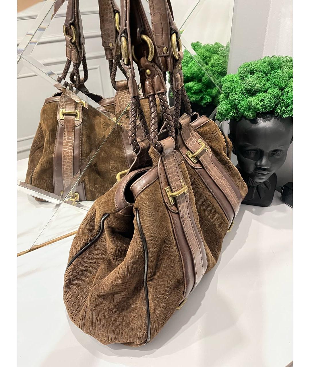 JUST CAVALLI Коричневая сумка тоут из экзотической кожи, фото 2
