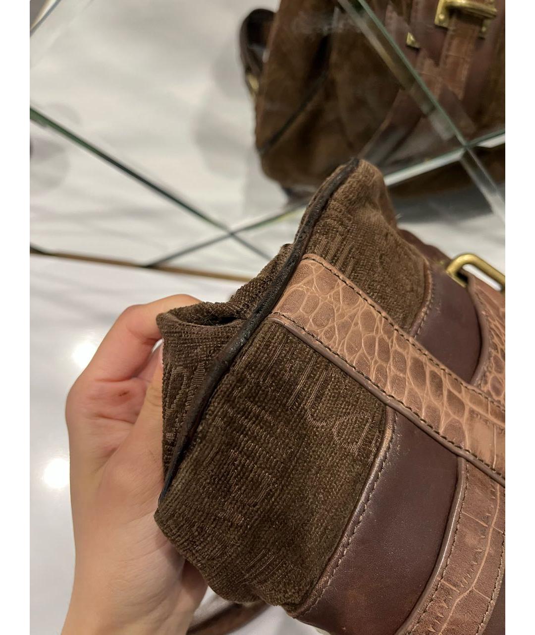 JUST CAVALLI Коричневая сумка тоут из экзотической кожи, фото 7