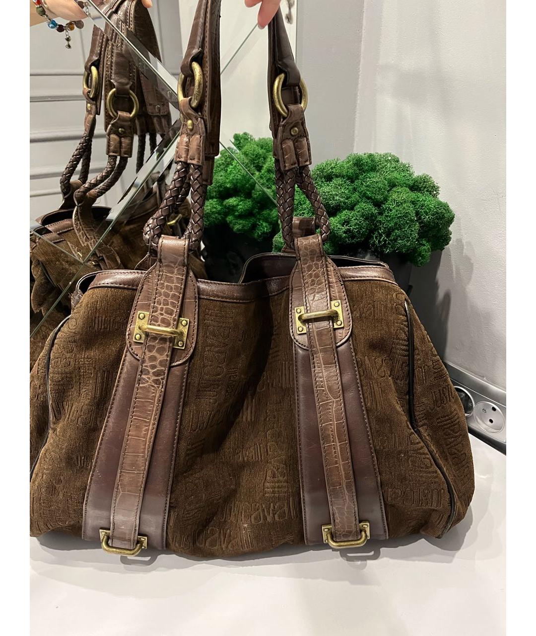 JUST CAVALLI Коричневая сумка тоут из экзотической кожи, фото 8