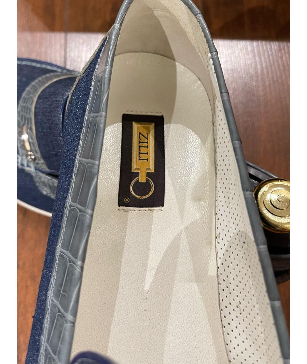 ZILLI Темно-синие текстильные лоферы, фото 6