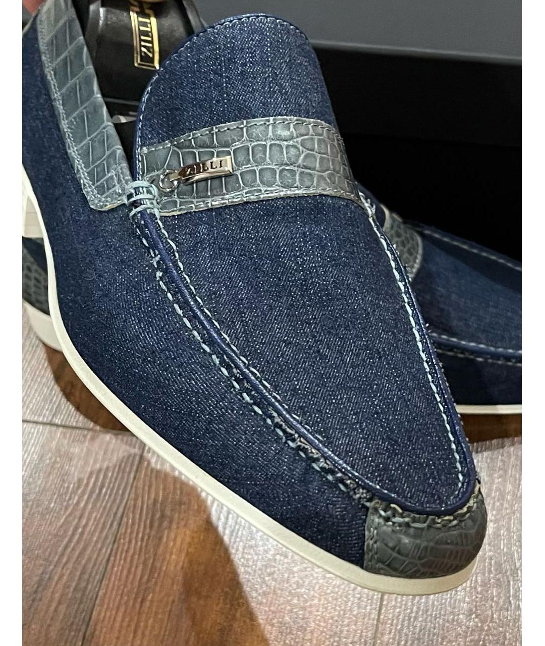 ZILLI Темно-синие текстильные лоферы, фото 5