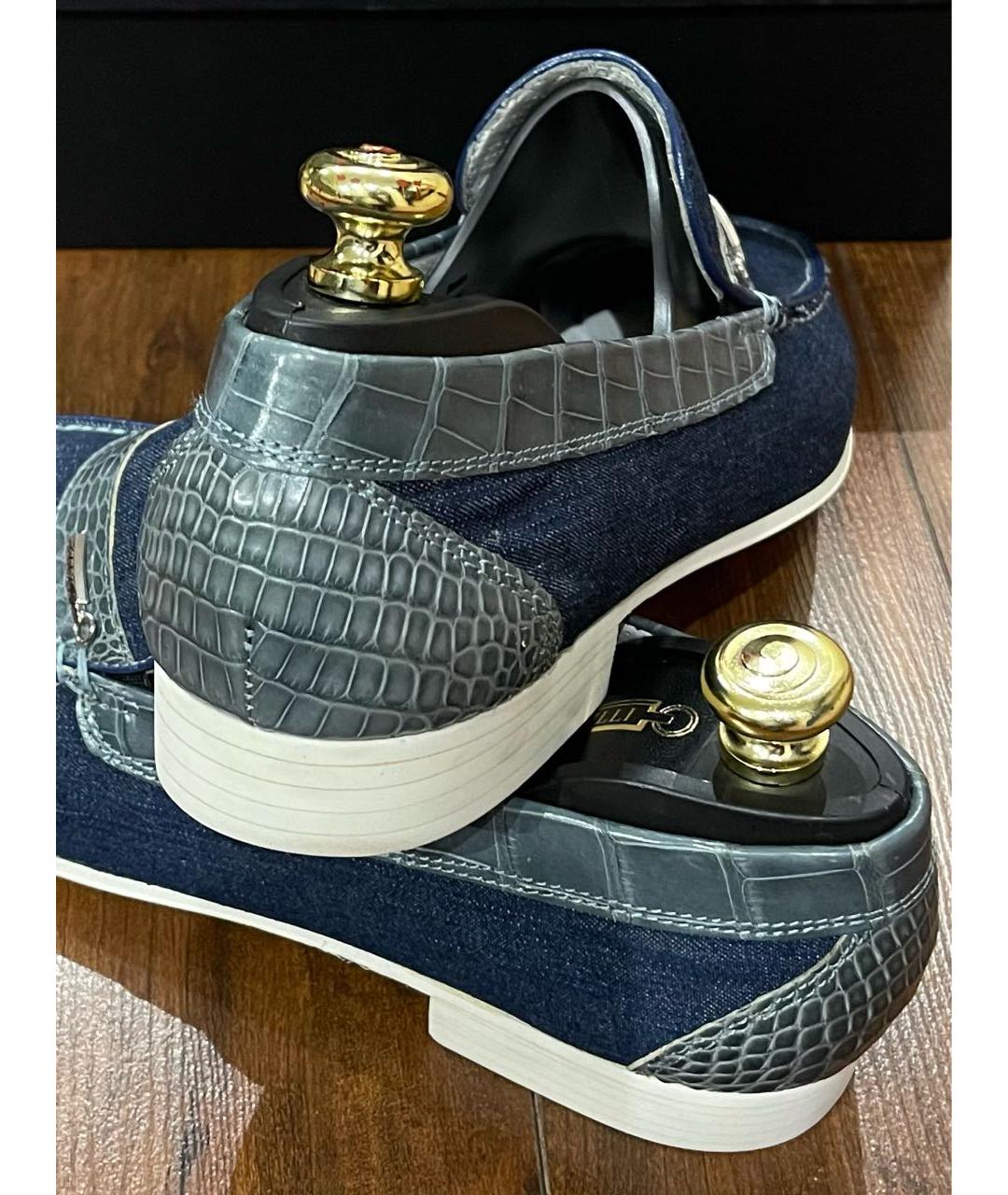 ZILLI Темно-синие текстильные лоферы, фото 4