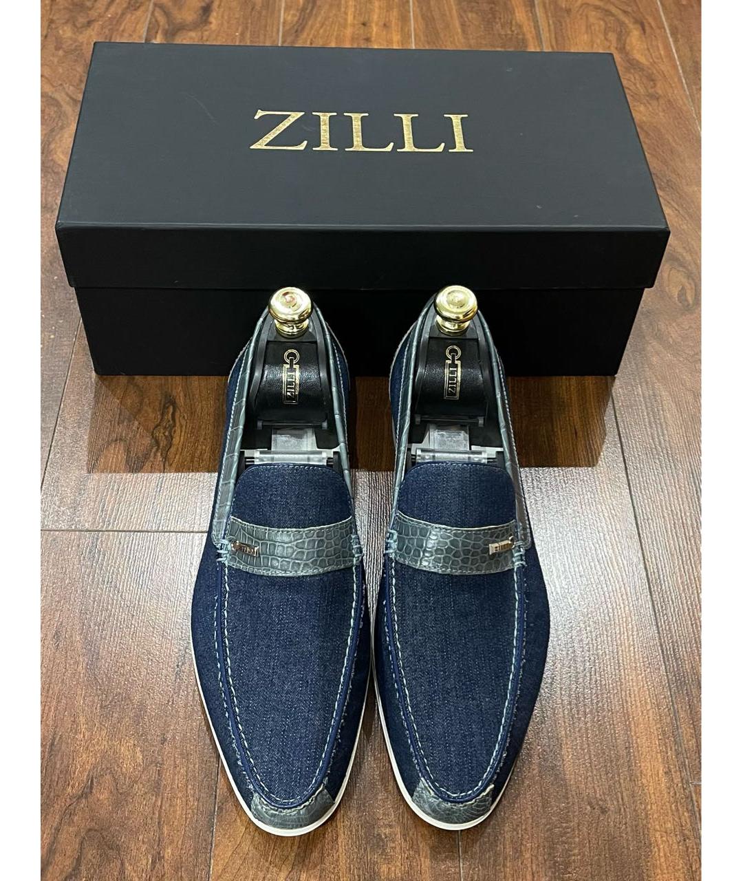 ZILLI Темно-синие текстильные лоферы, фото 2