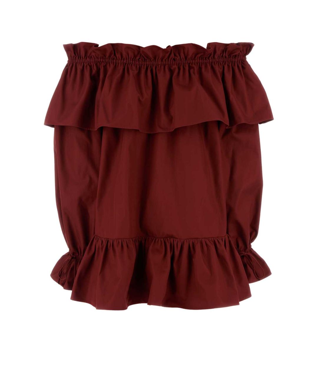 SAINT LAURENT Бордовое хлопковое коктейльное платье, фото 2