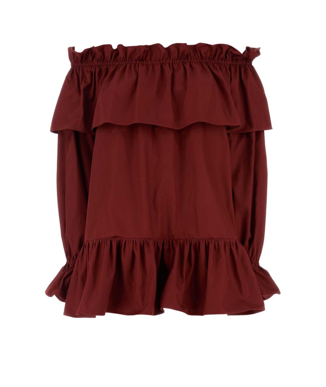 SAINT LAURENT Бордовое хлопковое коктейльное платье, фото 1