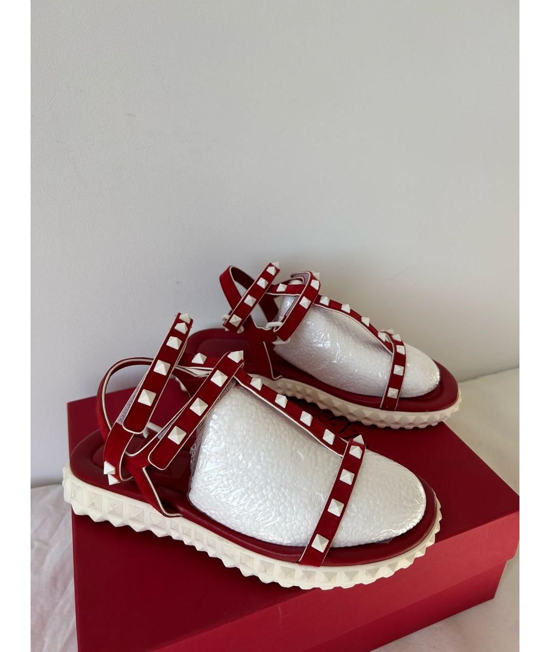 VALENTINO Красные кожаные сандалии, фото 9