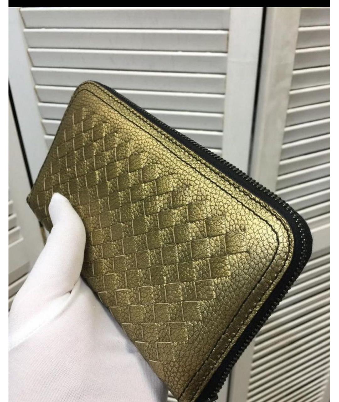 BOTTEGA VENETA Золотой кожаный кошелек, фото 4