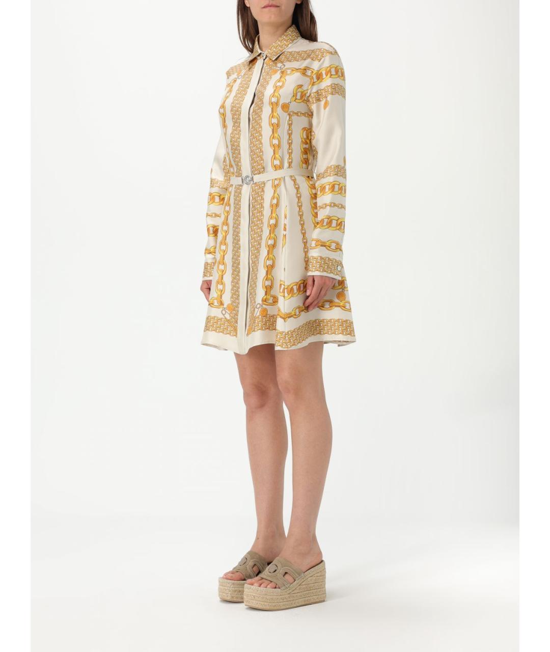 VERSACE Золотое шелковое повседневное платье, фото 4