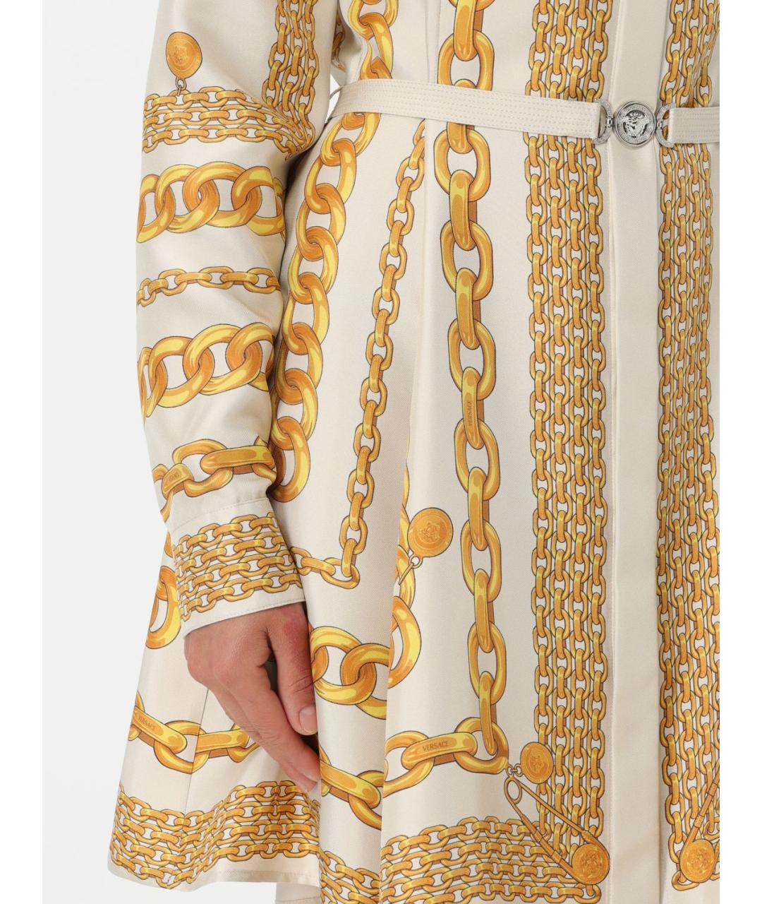 VERSACE Золотое шелковое повседневное платье, фото 5