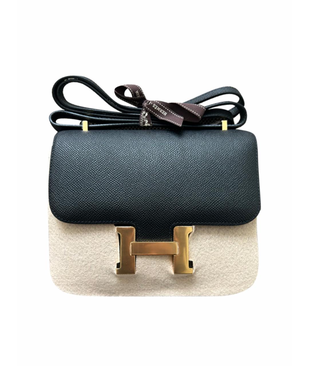 HERMES Черная кожаная сумка через плечо, фото 1