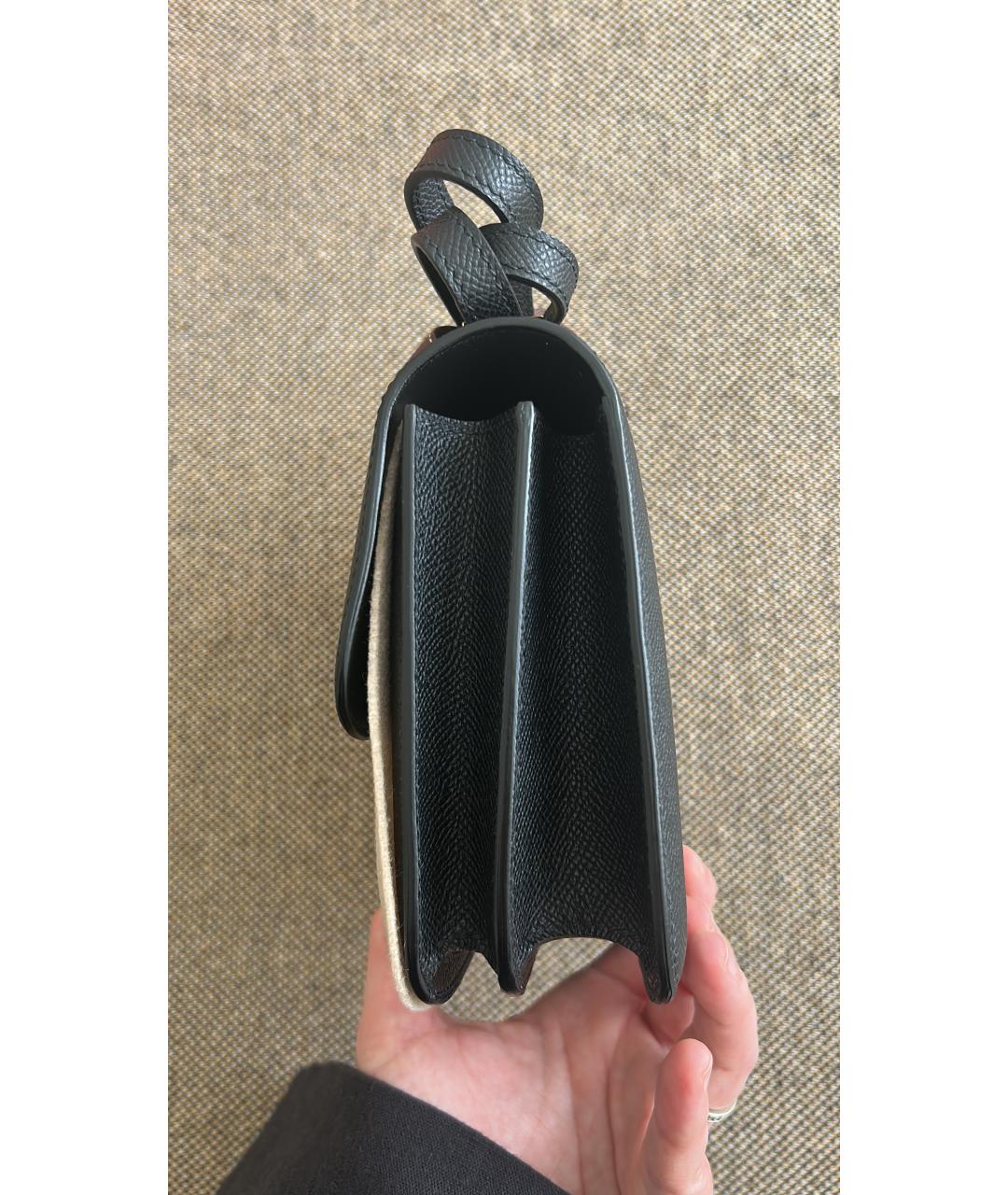 HERMES Черная кожаная сумка через плечо, фото 3